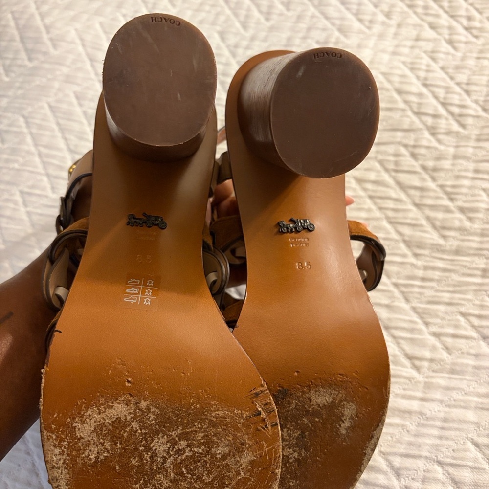 Coach Tan and White Strappy Sandals - Picture 9 of 12